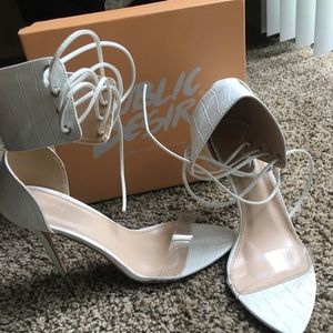 White Croc Skin Heels